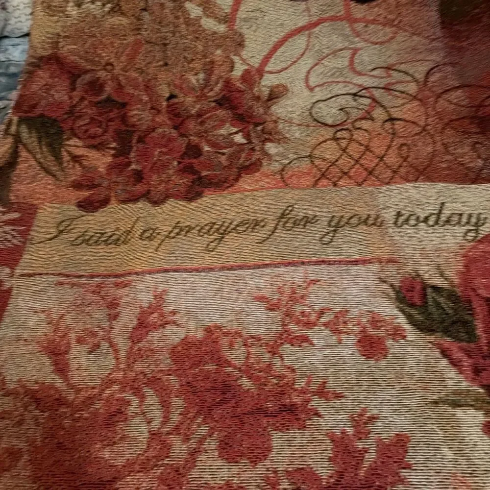WOVEN TAPESTRY/ THROW KIMBERLEY POLOSON ARTIST BUTTERFLY & ROSE 50” X 60”.  EUC!